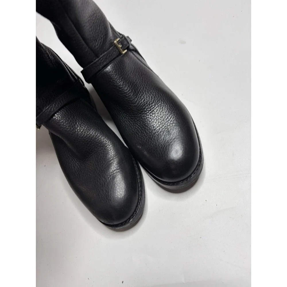 Cole Haan Women's 6.5B Equestrian Prep Zip Black Leather Knee High Riding Boots
